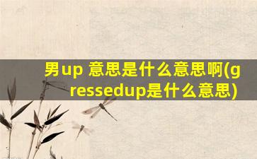 男up 意思是什么意思啊(gressedup是什么意思)